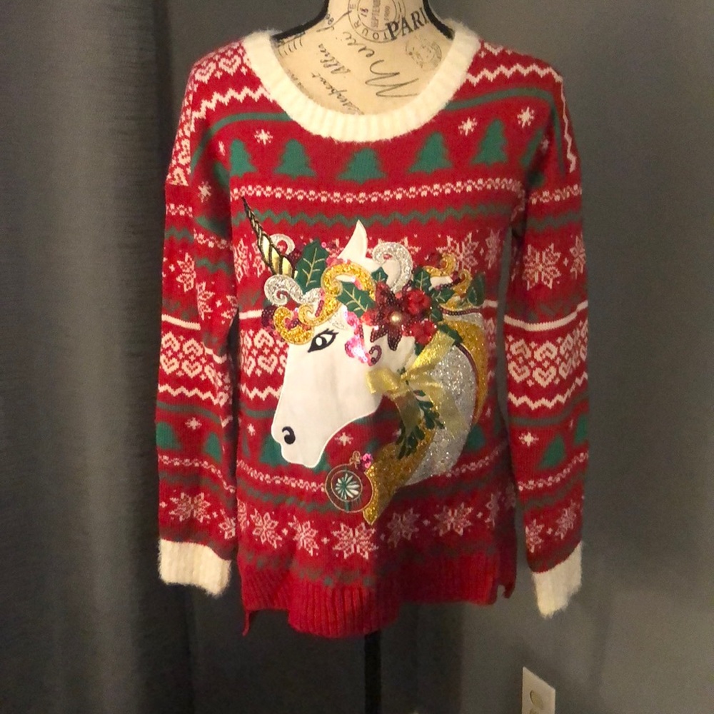 NWT unicorn ugly Christmas sweater size XS